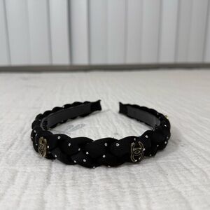 Chic Black Headband with Gold Accents